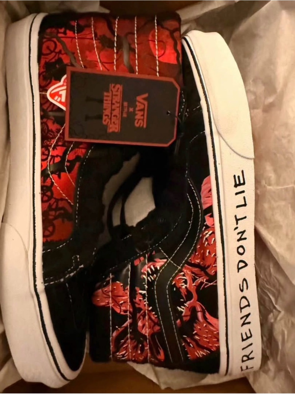 Vans x Stranger Things Black & Red Low-Top Skate Sneakers with Graphic Panels